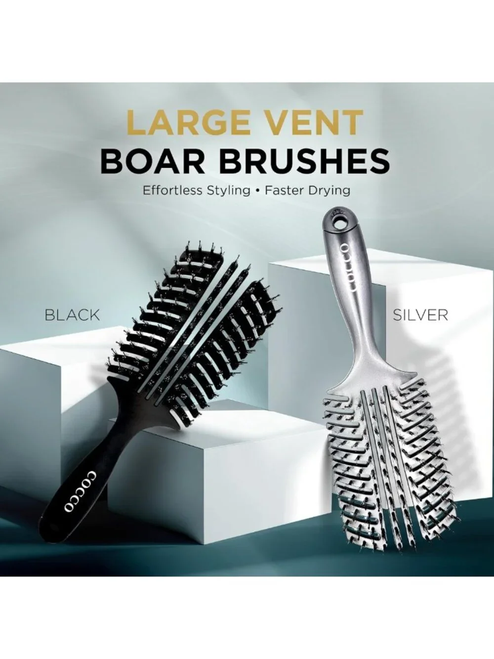 Curved Detangling Brush - Vented Boar & Nylon Bristles for Smooth Styling